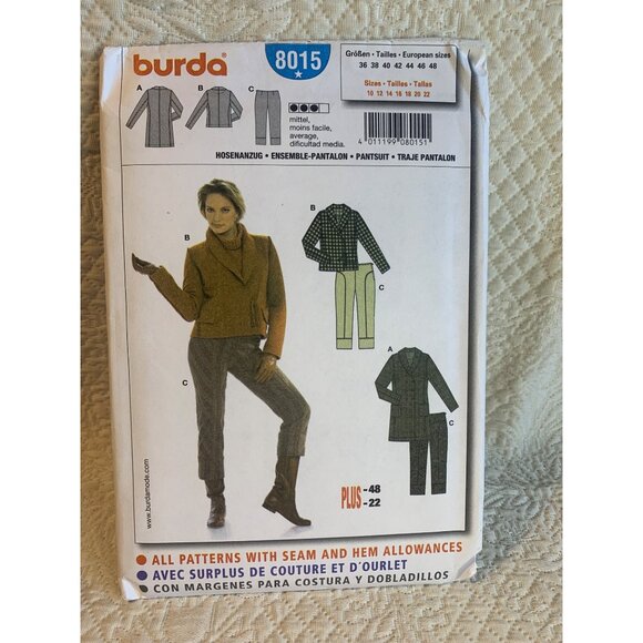 Burda Misses Jacket Pants Sewing Pattern sz 10-22 8015 - uncut - Picture 6 of 10